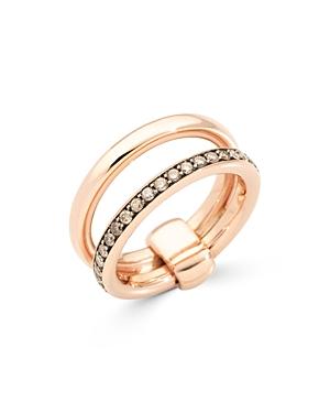 Pomellato 18k Rose Gold Iconica Brown Diamond Double Band Ring