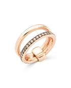 Pomellato 18k Rose Gold Iconica Brown Diamond Double Band Ring