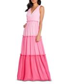 Aidan By Aidan Mattox Color Block Tiered Gown