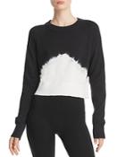 Blanc Noir Dip-dye Cropped Crewneck Sweater