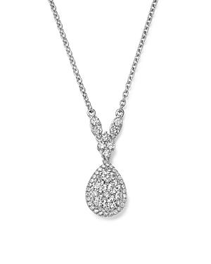 Bloomingdale's Diamond Cluster Teardrop Pendant Necklace In 14k White Gold, 1.0 Ct. T.w. - 100% Exclusive