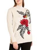 Marina Rinaldi Abitare Floral Embroidered High-neck Sweater