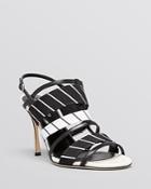 Sergio Rossi Slingback Platform Sandals - Marnie Stripe High Heel