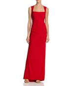 Adrianna Papell Open-back Gathered Jersey Gown