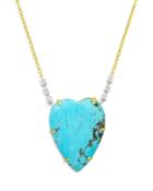 Meira T 14k White & Yellow Gold Turquoise & Diamond Heart Pendant Necklace, 18