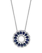 Bloomingdale's Blue Sapphire & Diamond Circle Pendant Necklace In 14k White Gold, 18 - 100% Exclusive