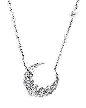Colette Jewelry 18k White Gold Galaxia Diamond Crescent Moon Pendant Necklace, 16