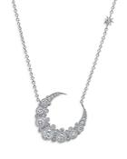 Colette Jewelry 18k White Gold Galaxia Diamond Crescent Moon Pendant Necklace, 16