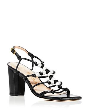 Stuart Weitzman Women's Faux Pearl Knot Block Heel Sandals