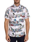 Robert Graham Sao Paulo Cotton Stretch Embroidered Artwork-print Classic Fit Button-down Shirt