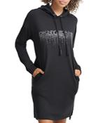Dkny Dripping Logo Hooded Sweatshirt Dress