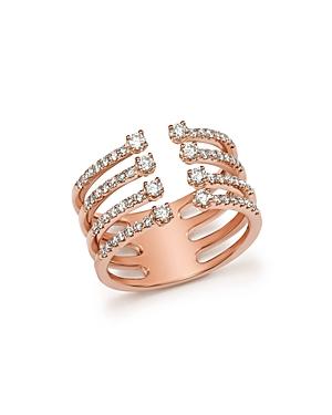 Diamond Four Row Open Ring In 14k Rose Gold, .65 Ct. T.w. - 100% Exclusive