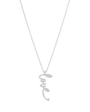 Nadri Cirque Pave Love Pendant Necklace In Rhodium Plated, 15-18