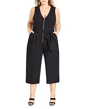 City Chic Plus Sleeveless Zip-front Cropped Jumpsuit