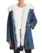 Maximilian Furs Fur Trim Denim Down Parka - 100% Exclusive
