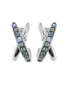 Adore Baguette & Pave Crystal Crossing Stud Earrings