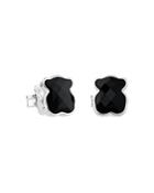 Tous Mini Black Onyx Bear Sterling Silver Stud Earrings