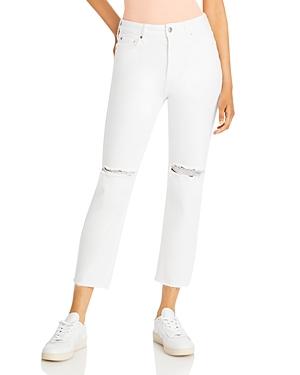 Paige Stella High Rise Cropped Straight Jeans In Barewhtdes