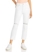 Paige Stella High Rise Cropped Straight Jeans In Barewhtdes