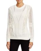 One A Fringed Open-knit Sweater