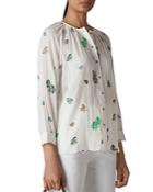 Whistles Embroidered Botanical Button-down Top