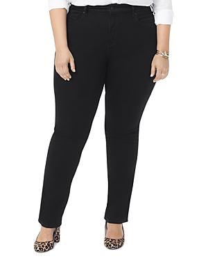 Nydj Plus Marilyn Straight Leg Jeans In Black