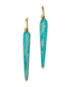 Annette Ferdinandsen Design 18k Yellow Gold Turquoise Bird Drop Earrings