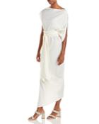 Just Bee Queen Mariah Tie Waist Asymmetric Midi Dress
