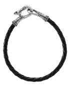 John Varvatos Collection Sterling Silver Braided Black Leather Bracelet
