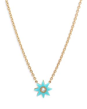 Colette Jewelry 18k Yellow Gold Galaxia Gray Diamond & Turquoise Twinkle Pendant Necklace, 16
