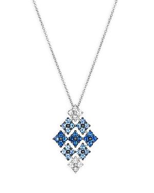 Bloomingdale's Blue & White Sapphire Statement Pendant Necklace In 14k White Gold, 18 - 100% Exclusive