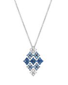 Bloomingdale's Blue & White Sapphire Statement Pendant Necklace In 14k White Gold, 18 - 100% Exclusive