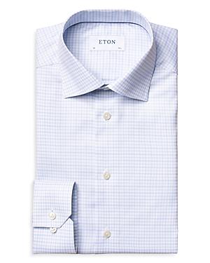 Eton Light Gray & Blue High Performance Check Dress Shirt