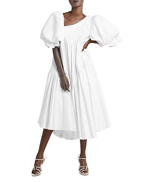 Aje Casabianca Braided Asymmetric Puff Sleeve Dress