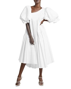 Aje Casabianca Braided Asymmetric Puff Sleeve Dress