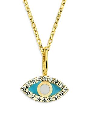 Own Your Story 14k Yellow Gold Diamond & Enamel Evil Eye Pendant Necklace, 18