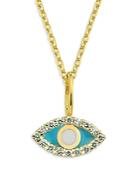 Own Your Story 14k Yellow Gold Diamond & Enamel Evil Eye Pendant Necklace, 18
