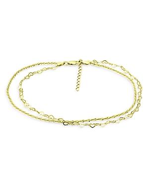 Aqua Heart Link & Rope Chain Anklet, 10 - 100% Exclusive