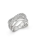 Diamond Crossover Ring In 14k White Gold, .90 Ct. T.w.