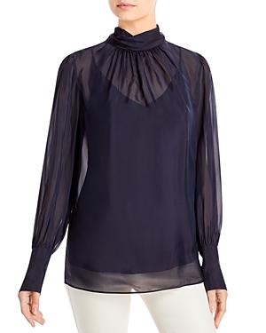 Boss Itega Shirred Mock Neck Blouse