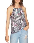1.state Pleated Floral Print Top