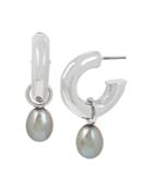 Allsaints Cultured Freshwater Pearl & Tube Hoop Earrings