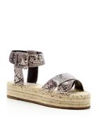 Marc Fisher Ltd. Vienna Snake-embossed Ankle Buckle Espadrille Platform Sandals