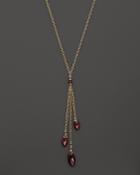 Garnet Marquise Briolette Drop Necklace In 14k Yellow Gold, 17