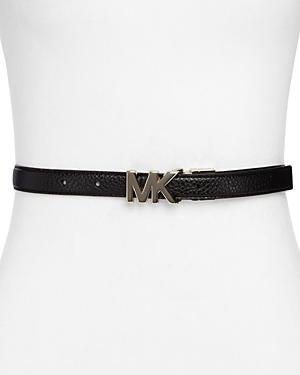 Michael Michael Kors Mk Plaque Buckle Reversible Leather Belt
