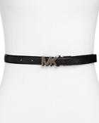 Michael Michael Kors Mk Plaque Buckle Reversible Leather Belt