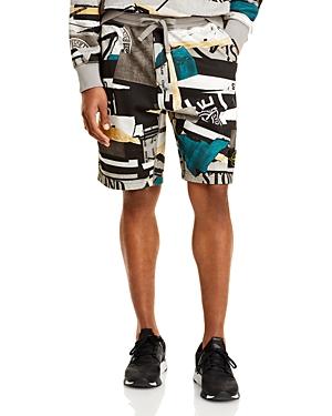 Stone Island Men's Cotton Fleece Collage Print Regular Fit Drawstring Shorts