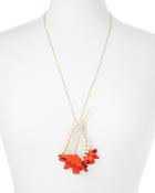 Marni Leather Flower & Strass Pendant Necklace, 26