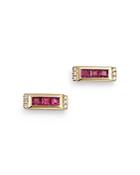 Bloomingdale's Ruby & Diamond Accent Bar Stud Earrings In 14k Yellow Gold - 100% Exclusive