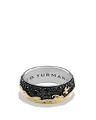 David Yurman Waves Band Ring With 18k Gold & Black Diamonds